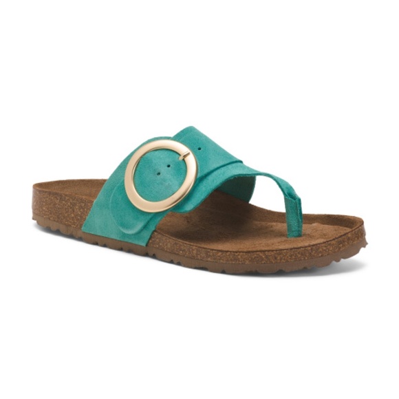 NIB YOKONO Made In Spain Suede Cushioned Footbed Sandals mint green - 41 39 - Picture 1 of 2